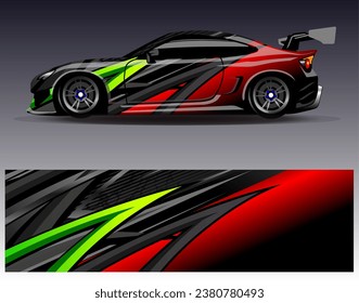 Car wrap design vector.Graphic abstract stripe racing background designs for vehicle, rally, race, adventure and car racing livery