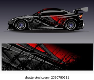 Car wrap design vector.Graphic abstract stripe racing background designs for vehicle, rally, race, adventure and car racing livery