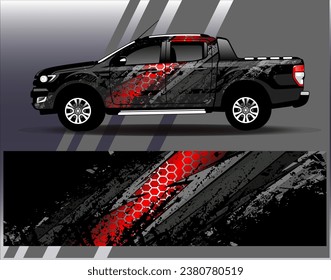 Car wrap design vector.Graphic abstract stripe racing background designs for vehicle, rally, race, adventure and car racing livery