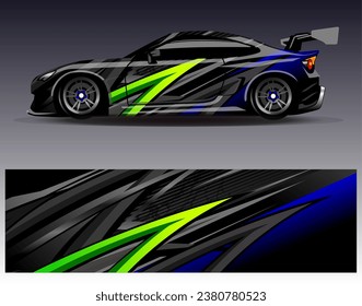 Diseño de envoltura de coches vectorial.Diseño gráfico abstracto de bandas de carreras de fondo para vehículos, carreras, carreras, aventuras y carreras de coches