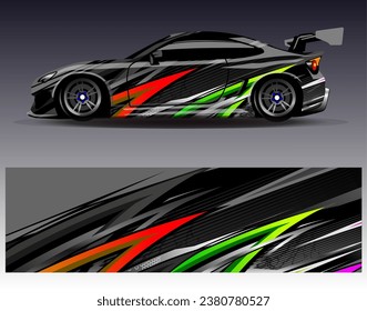 Car wrap design vector.Graphic abstract stripe racing background designs for vehicle, rally, race, adventure and car racing livery
