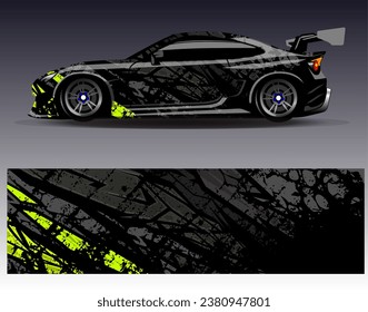 Diseño de envoltura de coches vectorial.Diseño gráfico abstracto de bandas de carreras de fondo para vehículos, carreras, carreras, aventuras y carreras de coches