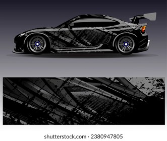 Diseño de envoltura de coches vectorial.Diseño gráfico abstracto de bandas de carreras de fondo para vehículos, carreras, carreras, aventuras y carreras de coches