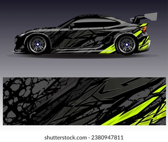 Diseño de envoltura de coches vectorial.Diseño gráfico abstracto de bandas de carreras de fondo para vehículos, carreras, carreras, aventuras y carreras de coches