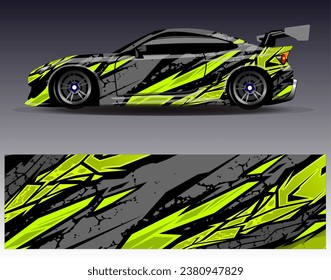 Design der Autoverpackung, Vektorgrafik.Grafische abstrakte Design-Hintergründe für Rennsport, Rallye, Rennen, Abenteuer und Autorennen