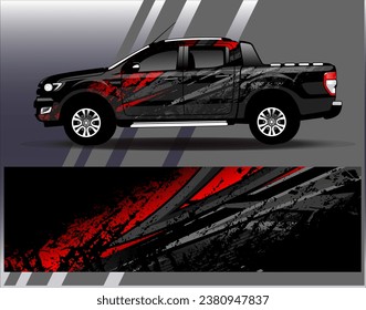 Diseño de envoltura de coches vectorial.Diseño gráfico abstracto de bandas de carreras de fondo para vehículos, carreras, carreras, aventuras y carreras de coches