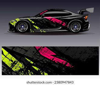 Diseño de envoltura de coches vectorial.Diseño gráfico abstracto de bandas de carreras de fondo para vehículos, carreras, carreras, aventuras y carreras de coches