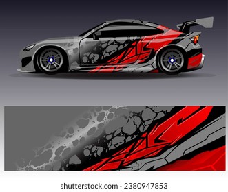 Car wrap design vector.Graphic abstract stripe racing background designs for vehicle, rally, race, adventure and car racing livery
