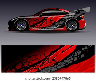Car wrap design vector.Graphic abstract stripe racing background designs for vehicle, rally, race, adventure and car racing livery