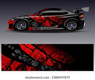 Car wrap design vector.Graphic abstract stripe racing background designs for vehicle, rally, race, adventure and car racing livery