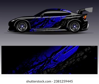 Diseño de envoltura de coches vectorial.Diseño gráfico abstracto de bandas de carreras de fondo para vehículos, carreras, carreras, aventuras y carreras de coches
