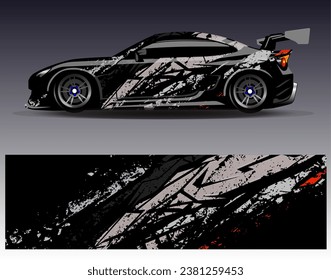 Diseño de envoltura de coches vectorial.Diseño gráfico abstracto de bandas de carreras de fondo para vehículos, carreras, carreras, aventuras y carreras de coches