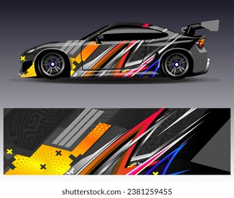 Car wrap design vector.Graphic abstract stripe racing background designs for vehicle, rally, race, adventure and car racing livery