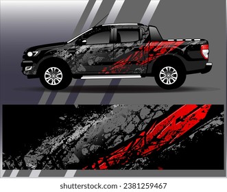 Car wrap design vector.Graphic abstract stripe racing background designs for vehicle, rally, race, adventure and car racing livery