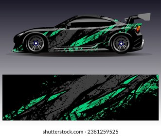 Car wrap design vector.Graphic abstract stripe racing background designs for vehicle, rally, race, adventure and car racing livery