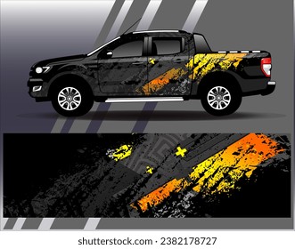 Car wrap design vector.Graphic abstract stripe racing background designs for vehicle, rally, race, adventure and car racing livery