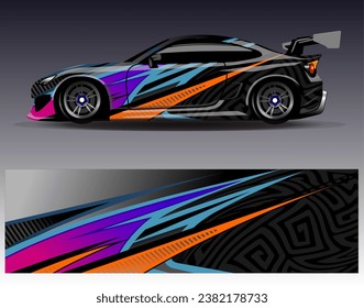 Car wrap design vector.Graphic abstract stripe racing background designs for vehicle, rally, race, adventure and car racing livery