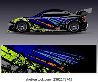 Car wrap design vector.Graphic abstract stripe racing background designs for vehicle, rally, race, adventure and car racing livery