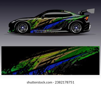 Car wrap design vector.Graphic abstract stripe racing background designs for vehicle, rally, race, adventure and car racing livery