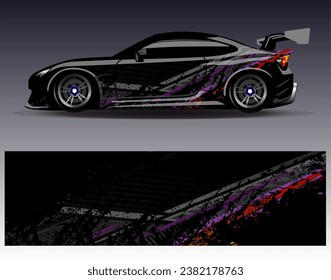Car wrap design vector.Graphic abstract stripe racing background designs for vehicle, rally, race, adventure and car racing livery