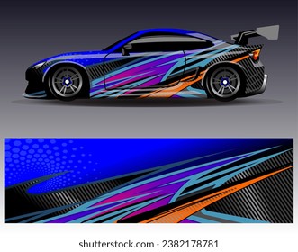 Diseño de envoltura de coches vectorial.Diseño gráfico abstracto de bandas de carreras de fondo para vehículos, carreras, carreras, aventuras y carreras de coches