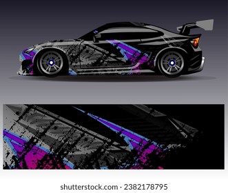 Car wrap design vector.Graphic abstract stripe racing background designs for vehicle, rally, race, adventure and car racing livery