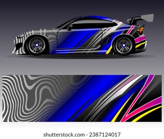 Car wrap design vector.Graphic abstract stripe racing background designs for vehicle, rally, race, adventure and car racing livery