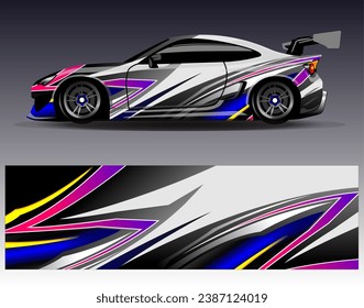 Car wrap design vector.Graphic abstract stripe racing background designs for vehicle, rally, race, adventure and car racing livery