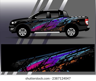 Car wrap design vector.Graphic abstract stripe racing background designs for vehicle, rally, race, adventure and car racing livery