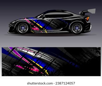Car wrap design vector.Graphic abstract stripe racing background designs for vehicle, rally, race, adventure and car racing livery