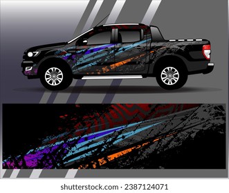 Car wrap design vector.Graphic abstract stripe racing background designs for vehicle, rally, race, adventure and car racing livery