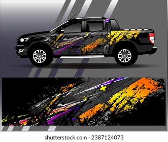 Car wrap design vector.Graphic abstract stripe racing background designs for vehicle, rally, race, adventure and car racing livery