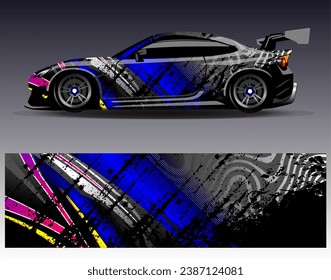 Car wrap design vector.Graphic abstract stripe racing background designs for vehicle, rally, race, adventure and car racing livery