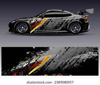 Car wrap design vector.Graphic abstract stripe racing background designs for vehicle, rally, race, adventure and car racing livery