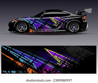 Car wrap design vector.Graphic abstract stripe racing background designs for vehicle, rally, race, adventure and car racing livery