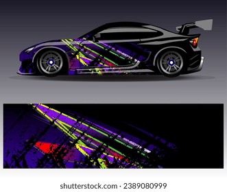 Car wrap design vector.Graphic abstract stripe racing background designs for vehicle, rally, race, adventure and car racing livery