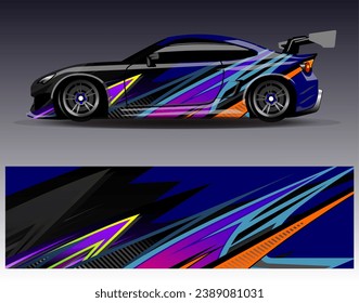 Car wrap design vector.Graphic abstract stripe racing background designs for vehicle, rally, race, adventure and car racing livery