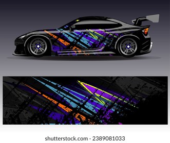 Car wrap design vector.Graphic abstract stripe racing background designs for vehicle, rally, race, adventure and car racing livery