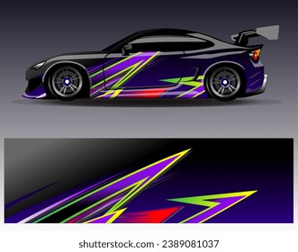 Car wrap design vector.Graphic abstract stripe racing background designs for vehicle, rally, race, adventure and car racing livery