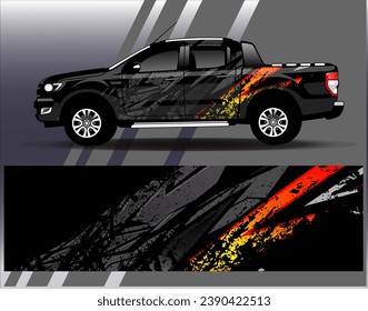Car wrap design vector.Graphic abstract stripe racing background designs for vehicle, rally, race, adventure and car racing livery