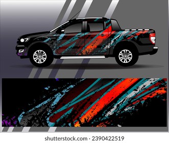 Diseño de envoltura de coches vectorial.Diseño gráfico abstracto de bandas de carreras de fondo para vehículos, carreras, carreras, aventuras y carreras de coches