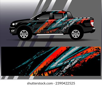 Car wrap design vector.Graphic abstract stripe racing background designs for vehicle, rally, race, adventure and car racing livery
