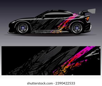 Car wrap design vector.Graphic abstract stripe racing background designs for vehicle, rally, race, adventure and car racing livery