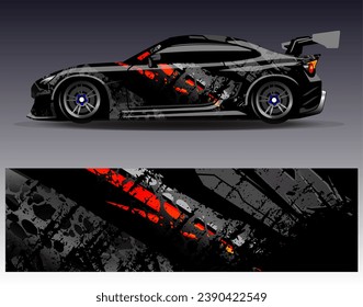 Car wrap design vector.Graphic abstract stripe racing background designs for vehicle, rally, race, adventure and car racing livery