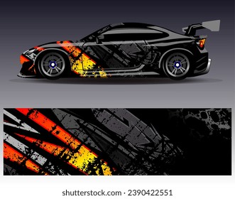Diseño de envoltura de coches vectorial.Diseño gráfico abstracto de bandas de carreras de fondo para vehículos, carreras, carreras, aventuras y carreras de coches