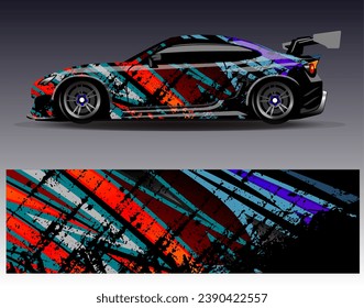 Car wrap design vector.Graphic abstract stripe racing background designs for vehicle, rally, race, adventure and car racing livery