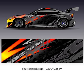 Car wrap design vector.Graphic abstract stripe racing background designs for vehicle, rally, race, adventure and car racing livery