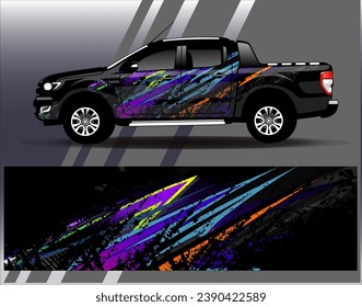 Car wrap design vector.Graphic abstract stripe racing background designs for vehicle, rally, race, adventure and car racing livery