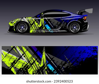 Car wrap design vector.Graphic abstract stripe racing background designs for vehicle, rally, race, adventure and car racing livery