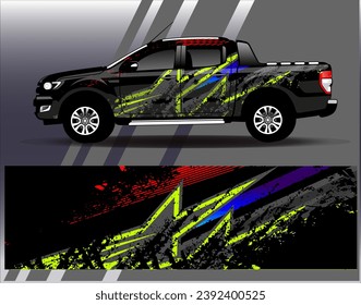 Car wrap design vector.Graphic abstract stripe racing background designs for vehicle, rally, race, adventure and car racing livery